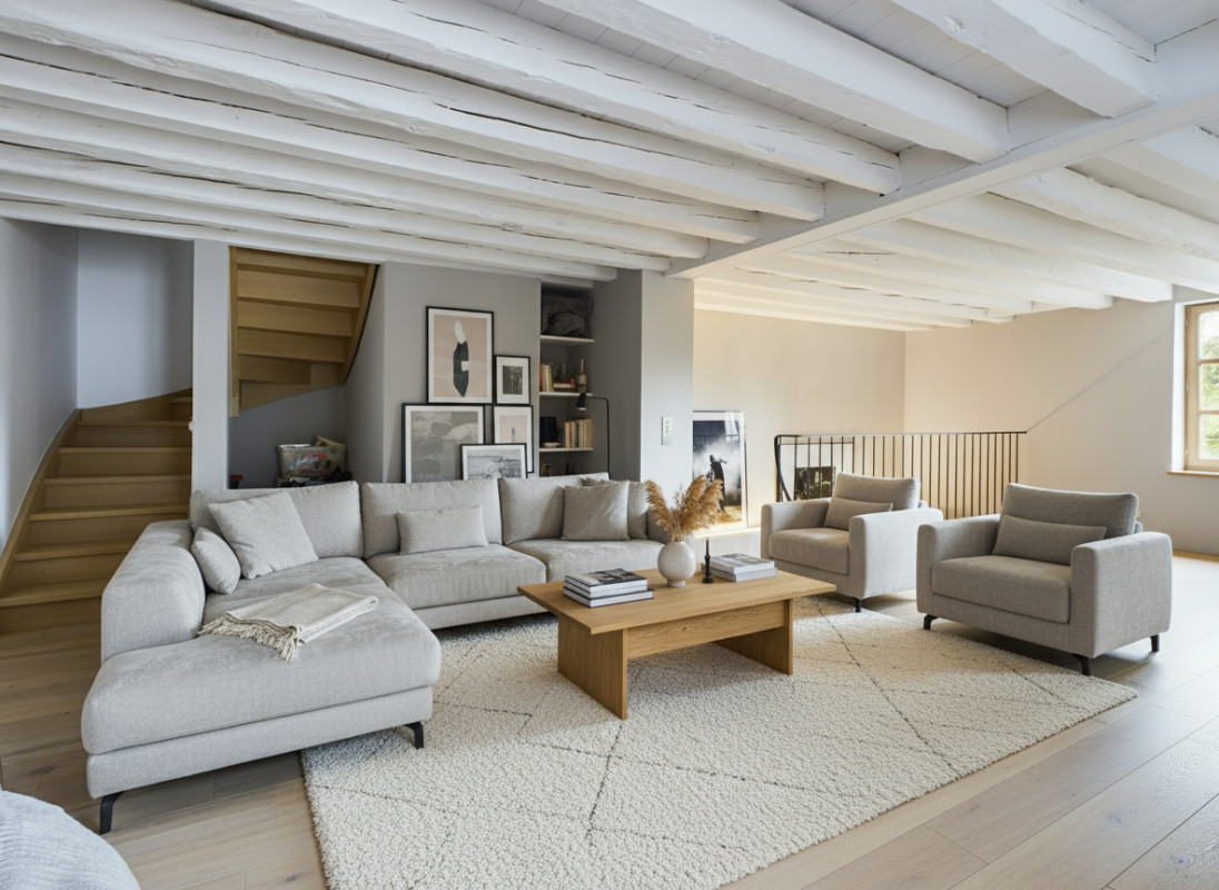 Magnifique maison mitoyenne de 6.5 pcs dans un corps de ferme entièrement rénové